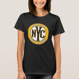 Queens New York Amber and Black Circle Sign T-Shirt
