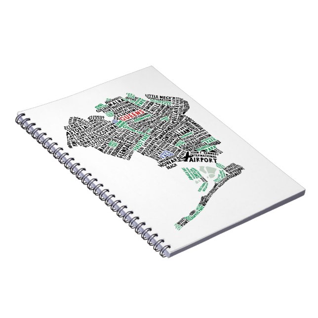 Queens New York City Word Art Map Spiral Notebook (Right Side)