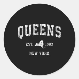 Queens New York Ny Athletic Sports Classic Round Sticker