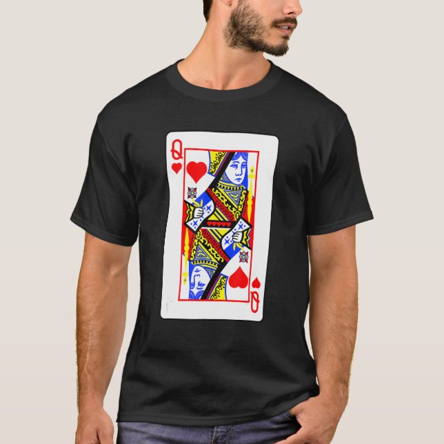 Queens Of Hearts Poker Card Games Playing Cards Bl T-Shirt (Front)