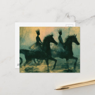 Queens on Seahorses Fantasy Art Postcard
