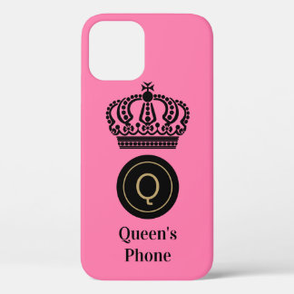 Queen's Phone Pink Background Monogram Custom iPhone 12 Pro Case