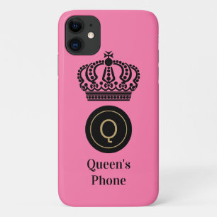 Queen's Phone Pink Background Monogram Customised Case-Mate iPhone Case