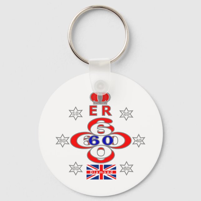 Queens Royal Jubilee stars design Key Ring (Front)