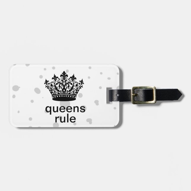 Queens Rule Personalised Crown  Luggage Tag (Front Horizontal)