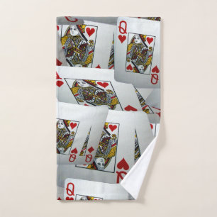 Queens Scattered Poker Cards, Hand Towel