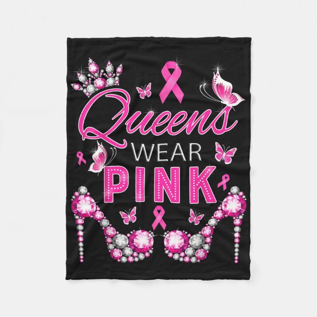 Queens Wear Pink Breast Cancer Awareness Ribbon Su Fleece Blanket (Front)