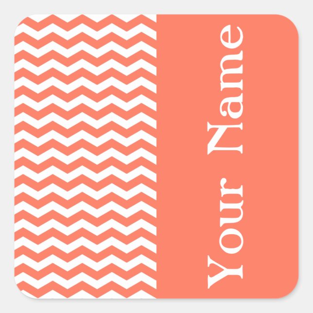 Queensaland Coral Wave Chevron with name Square Sticker (Front)