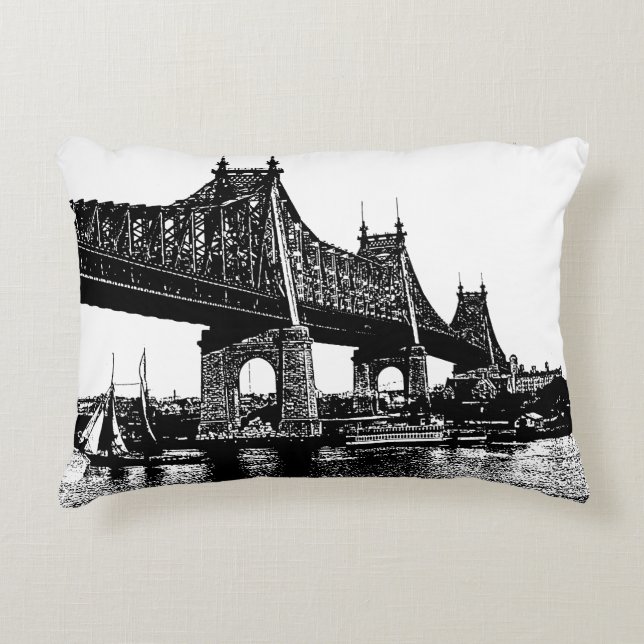 Queensboro Bridge Nautical Ocean Beach seascape  Decorative Cushion (Front)