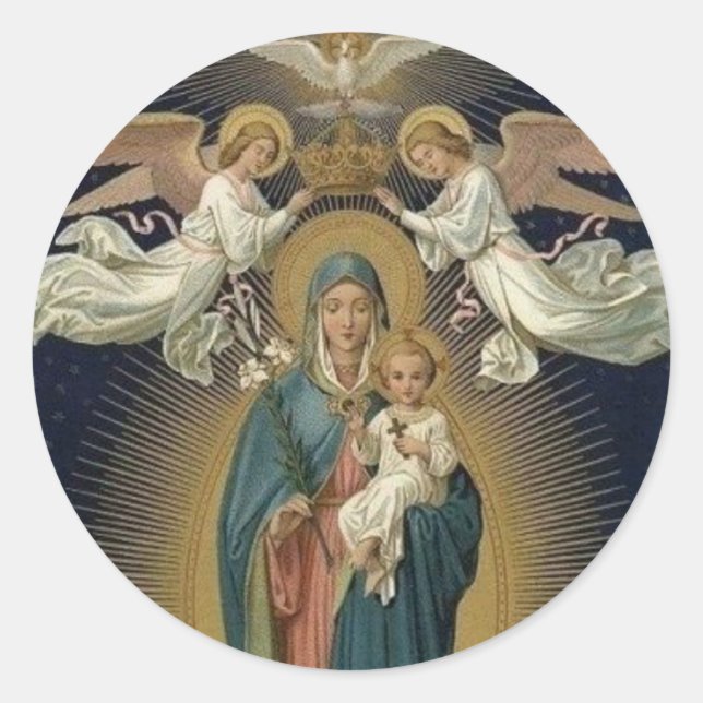 Queenship of Virgin Mary AUG 22 Classic Round Sticker (Front)