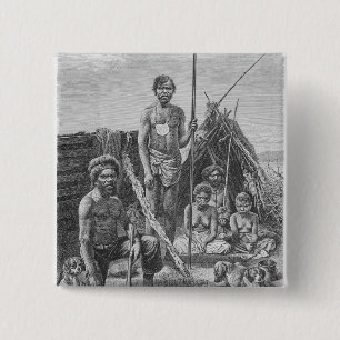 Queensland aborigines engraved from a photograph 15 cm square badge
