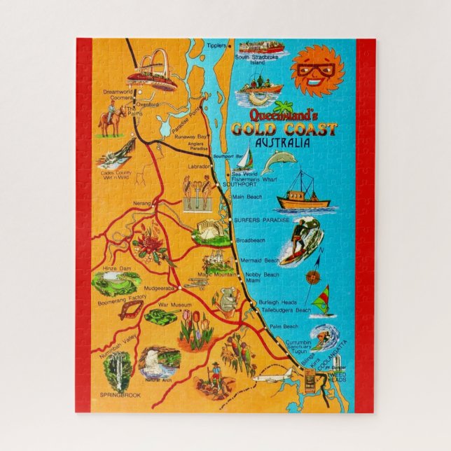 Queensland Australia Coast 16x20  Map Jigsaw Puzzle (Vertical)