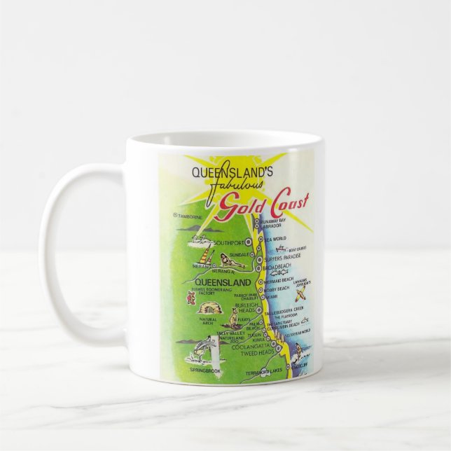 Queensland Australia's Gold Coast Map Mug (Left)