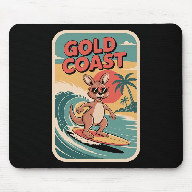 Queensland Beach Vibes Retro Sunset And Fun Surfin Mouse Pad (Front)