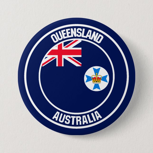 Queensland Round Emblem 7.5 Cm Round Badge (Front)