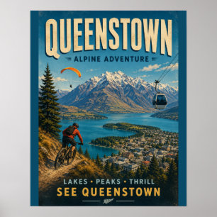 Queenstown Alpine Adventure Digital Art Print