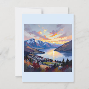 Queenstown - New Zealand - Lake Wakatipu Sunset Postcard