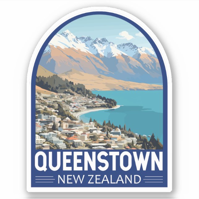 Queenstown New Zealand Travel Art Vintage (Front)