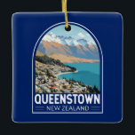 Queenstown New Zealand Travel Art Vintage Ceramic Ornament<br><div class="desc">Queenstown retro vector travel design. It sits on the shores of the South Island’s Lake Wakatipu,  set against the dramatic Southern Alps.</div>