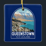 Queenstown New Zealand Travel Art Vintage Ceramic Ornament<br><div class="desc">Queenstown retro vector travel design. It sits on the shores of the South Island’s Lake Wakatipu,  set against the dramatic Southern Alps.</div>