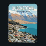 Queenstown New Zealand Travel Art Vintage Magnet<br><div class="desc">Queenstown retro vector travel design. It sits on the shores of the South Island’s Lake Wakatipu,  set against the dramatic Southern Alps.</div>