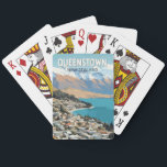 Queenstown New Zealand Travel Art Vintage Playing Cards<br><div class="desc">Queenstown retro vector travel design. It sits on the shores of the South Island’s Lake Wakatipu,  set against the dramatic Southern Alps.</div>