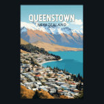 Queenstown New Zealand Travel Art Vintage Poster<br><div class="desc">Queenstown retro vector travel design. It sits on the shores of the South Island’s Lake Wakatipu,  set against the dramatic Southern Alps.</div>