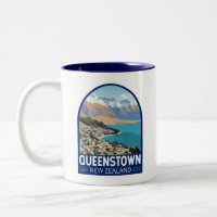 Queenstown New Zealand Travel Art Vintage