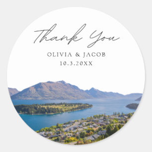 Queenstown Wedding Favour Photo Thank You Classic Round Sticker