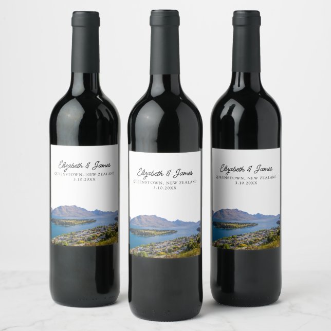 Queenstown Wedding New Zealand Favour Wine Label (Bottles)