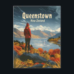 Queenstowns New Zeeland Travel ad Postcard<br><div class="desc">A captivating vintage travel advertisement for Queenstown, New Zealand, highlighting its breathtaking natural beauty and adventurous spirit. The design features stunning landscapes with majestic mountains, serene lakes, and lush forests, all illustrated in a nostalgic style. This artwork embodies the essence of Queenstown as a premier destination for nature lovers and...</div>