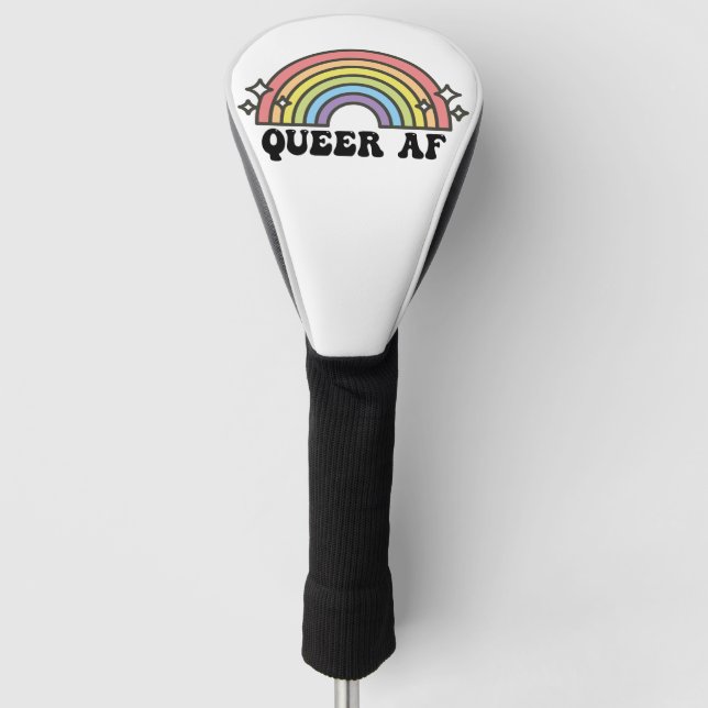 Queer AF Rainbow Gay Lesbian Trans Bisexual LGBTQ  Golf Head Cover (Front)