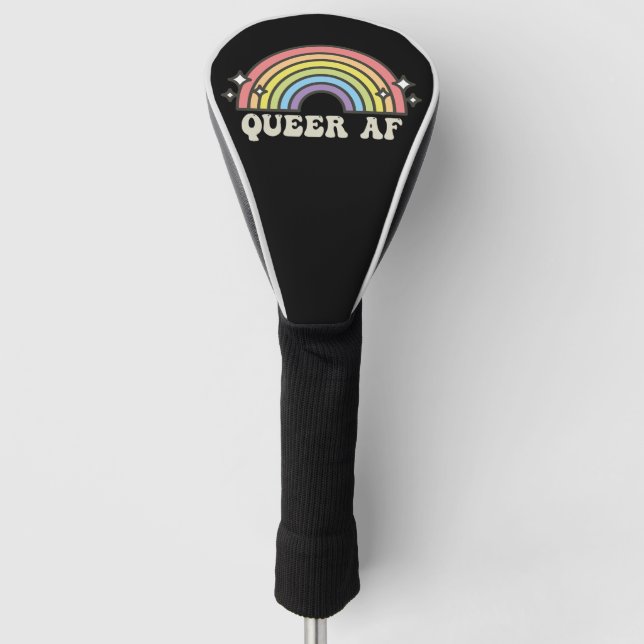 Queer AF Rainbow Gay Lesbian Trans Bisexual LGBTQ  Golf Head Cover (Front)