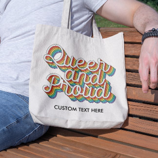 QUEER AND PROUD RAINBOW FLAG AESTHETICS '70 TOTE BAG