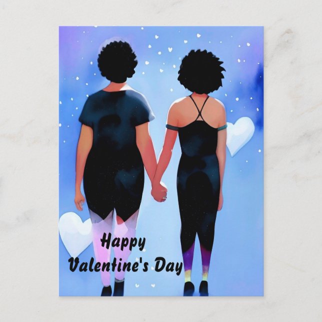 Queer Black women couple in love Valentine's Day Postcard (Front)