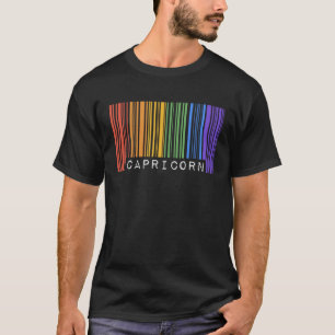 Queer Capricorn Barcode Gay Pride Flag Zodiac Sign T-Shirt
