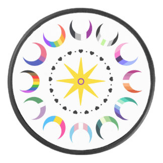 Queer Crescent Pride Moons Hockey Puck
