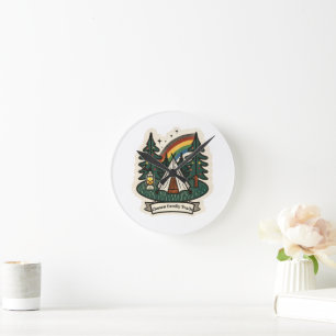 Queer Family Camping – LGBTQ Pride Outdoor Round Clock