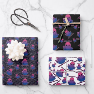 Queer Ghosts, Ghost in Bisexual Flag Colors Wrapping Paper Sheet