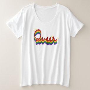 Queer Glitter Pride Rainbow Plus Size T-Shirt