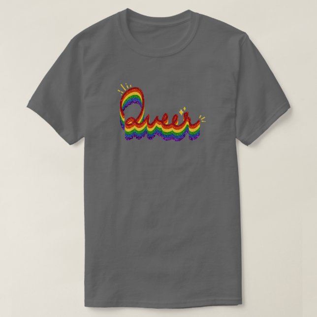 Queer Glitter Pride Rainbow T-Shirt (Design Front)