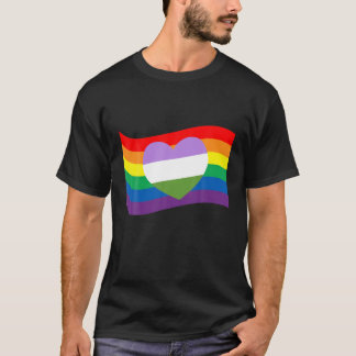 Queer Heart LGBTQ Gay Rights Proud Pride Rainbow T-Shirt