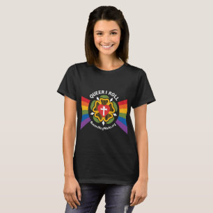 "Queer I Roll" t-shirt (on dark fabric)