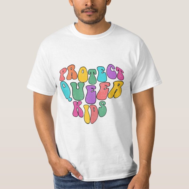 Queer Kids Cute LGBTQ Support T-Shirt (Front)