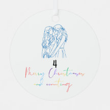 Queer Lesbian Couple Christmas Ornament (Blue)