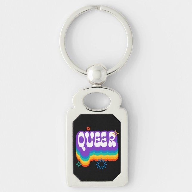 Queer. LGBT+Pride. Rainbow.  Keychain (Front)