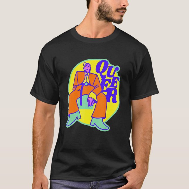 Queer Lgbtq Gay Rights Proud Pride Rainbow T-Shirt (Front)