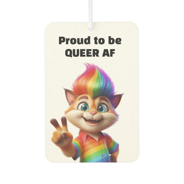 Queer Mohawk Cat Car Air Freshener (Front)