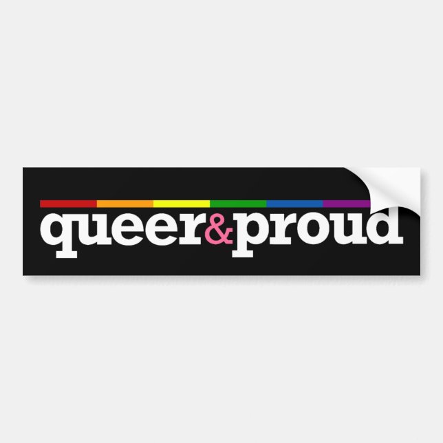 Queer&proud Black Bumper Sticker (Front)