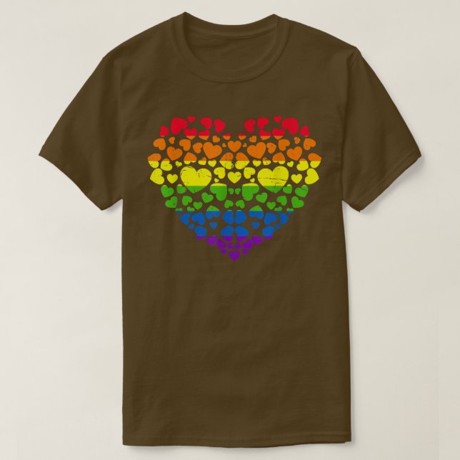Queer Rainbow Heart Human Rights Gay Pride Month L T-Shirt (Design Front)